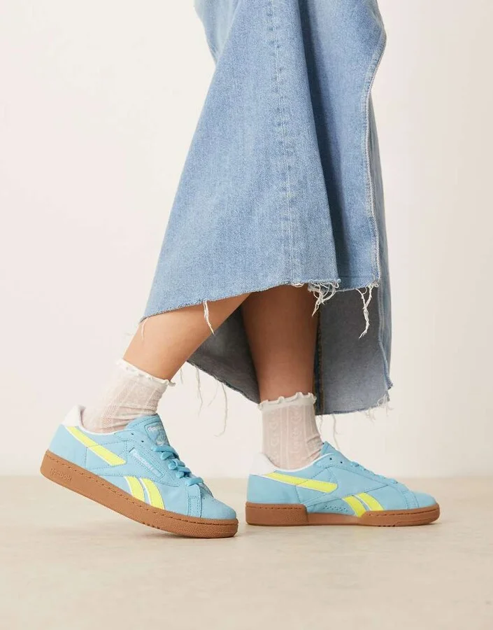 Reebok Club C Grounds sneakers in blue and yellow detail with gumsole - Image 2