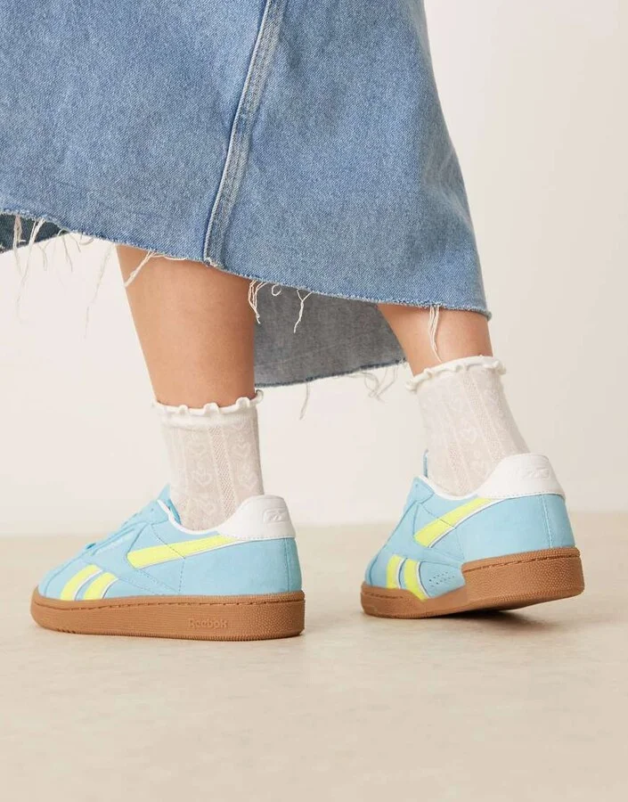 Reebok Club C Grounds sneakers in blue and yellow detail with gumsole - Image 3