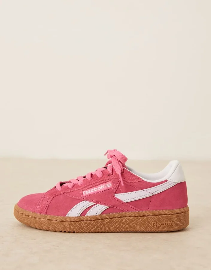 Reebok Club C Grounds sneakers in pink and white detail with rubber sole - Image 2