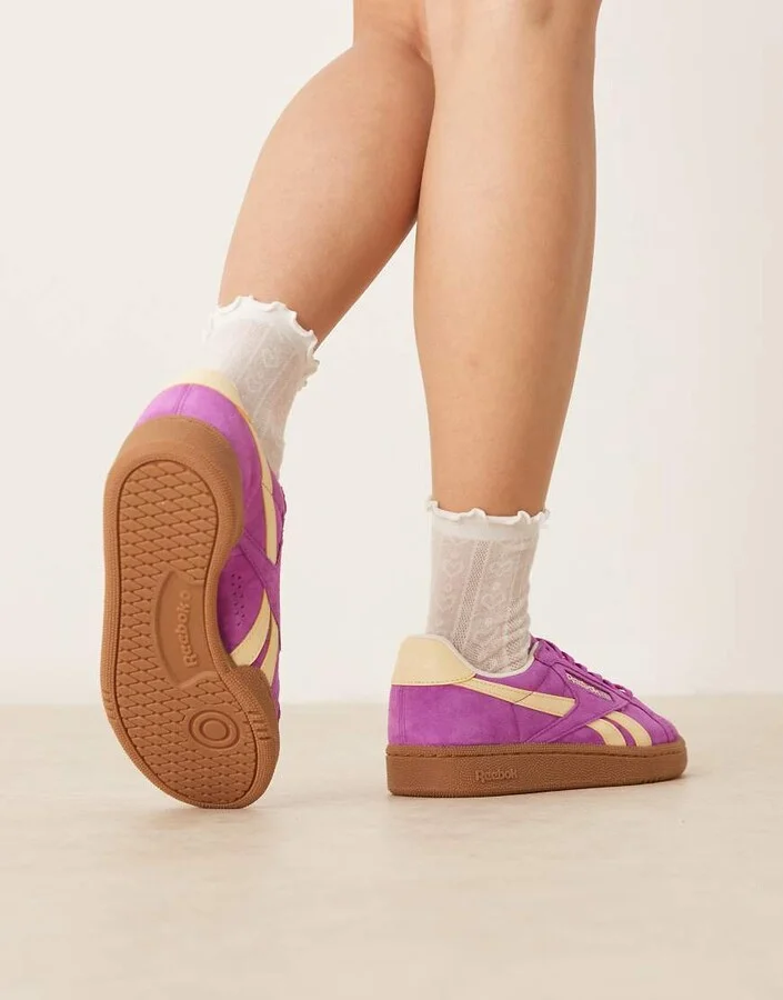 Reebok Club C Grounds sneakers in purple and white detail with gumsole - Image 2