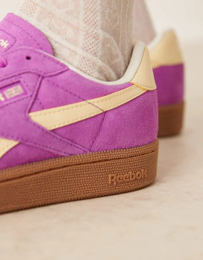 Reebok Club C Grounds sneakers in purple and white detail with gumsole - Image 4
