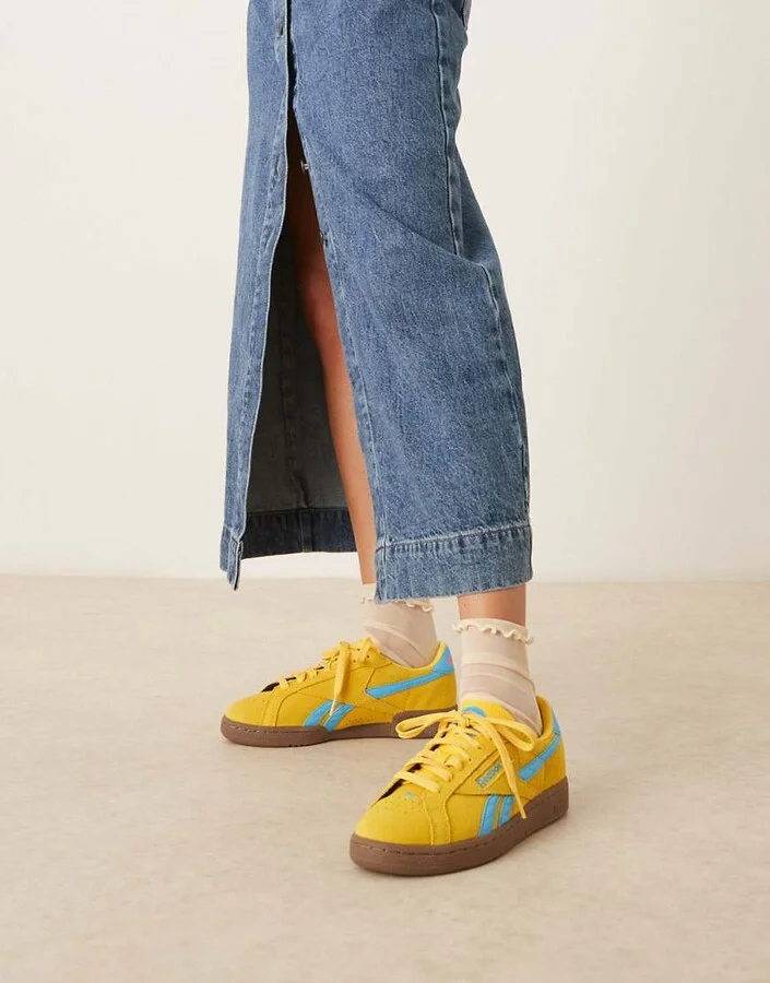 Reebok Club C Grounds UK sneakers in yellow and blue detail - Image 3