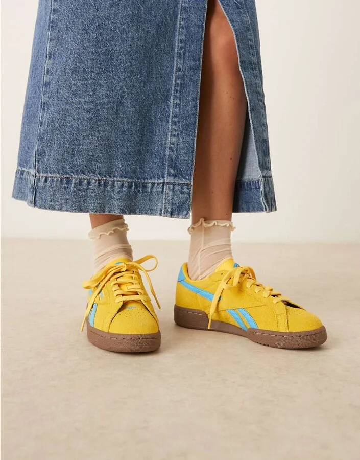 Reebok Club C Grounds UK sneakers in yellow and blue detail