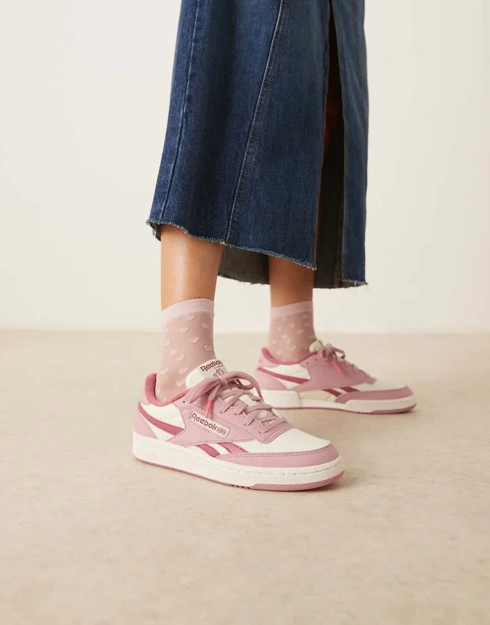 Reebok Club C Revenge II sneakers in white and pink