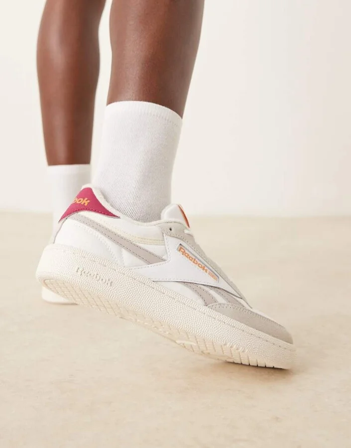 Reebok Club C Revenge sneaker in white with gray and red detail - Image 3
