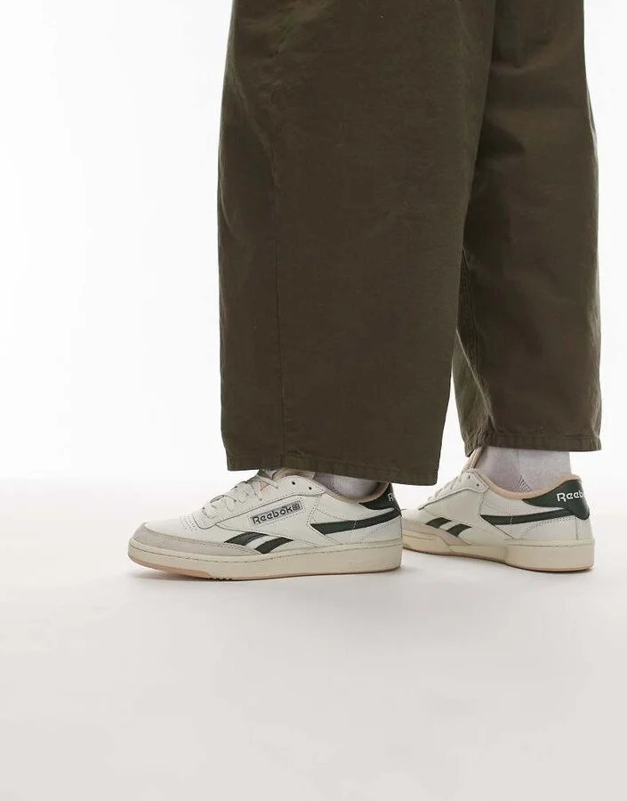 Reebok Club C Revenge sneakers in off-white and green