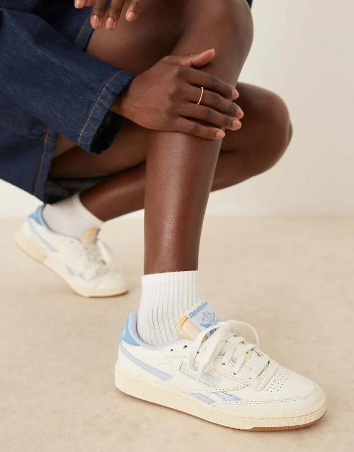 Reebok Club C Revenge Vintage sneakers in white and blue detail - Image 3
