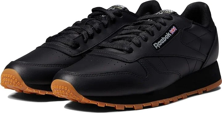Reebok Lifestyle Classic Leather Shoes Black/Pure Grey/Gum : Men's 3.5 - Women's 5 Medium, Synthetic/Suede/Leather
