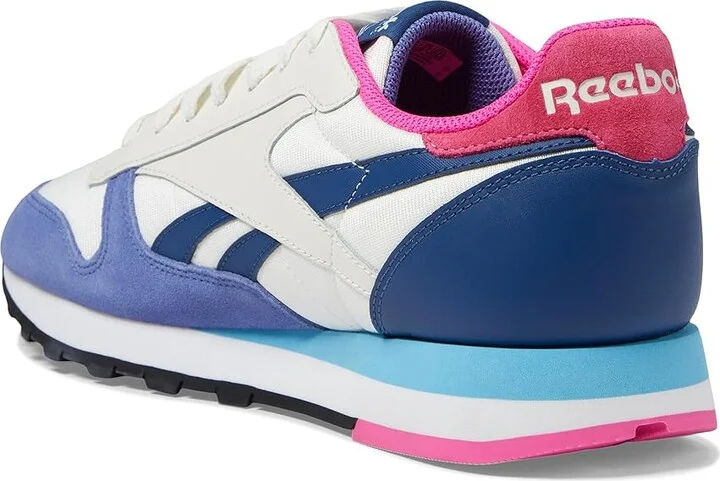 Reebok Lifestyle Classic Leather Shoes Chalk/Blue/Laser Pink : Men's 10 - Women's 11.5 Medium, Synthetic/Suede/Leather - Image 4
