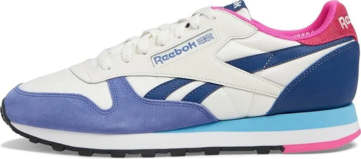 Reebok Lifestyle Classic Leather Shoes Chalk/Blue/Laser Pink : Men's 10 - Women's 11.5 Medium, Synthetic/Suede/Leather - Image 6