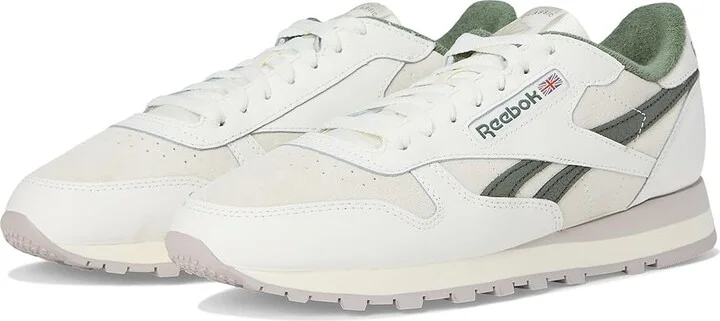 Reebok Lifestyle Classic Leather Shoes Chalk/Chalk/Breakaway Green : Men's 11.5 - Women's 13 Medium