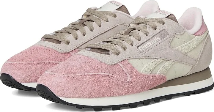 Reebok Lifestyle Classic Leather Shoes Sand/Hazy Grey/Dusty Rose : Men's 9.5 - Women's 11 Medium, Synthetic/Suede/Leather