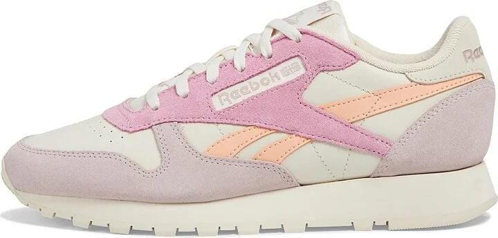 Reebok Lifestyle Classic Leather Women's Classic Shoes Bone/Peach Glow/Ash Lilac : 8 B - Medium - Image 6