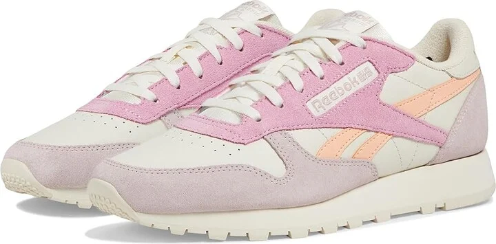Reebok Lifestyle Classic Leather Women's Classic Shoes Bone/Peach Glow/Ash Lilac : 8 B - Medium