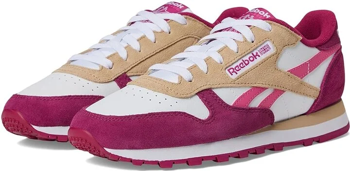 Reebok Lifestyle Classic Leather Women's Classic Shoes White/True Pink/Very Berry : 9.5 B - Medium