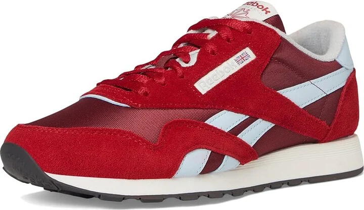 Reebok Lifestyle Classic Nylon Men's Shoes Classic Burgundy/Flash Red/Glass Blue : 7 D - Medium, Leather - Image 5