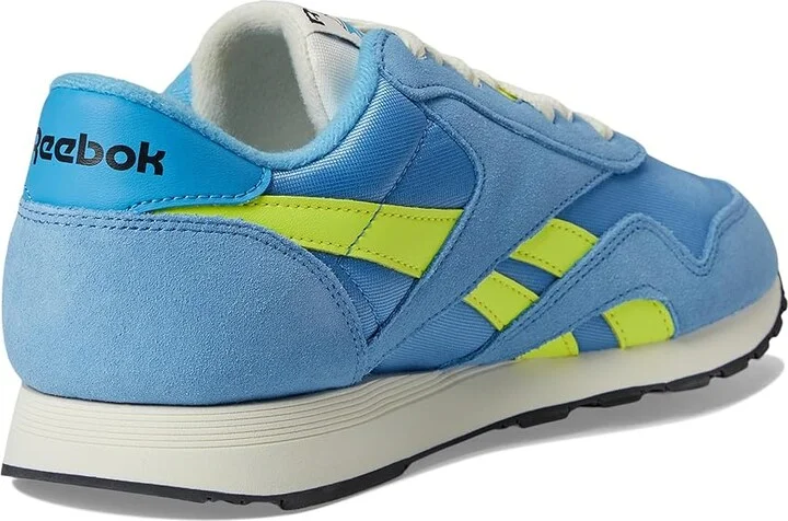 Reebok Lifestyle Classic Nylon Men's Shoes Essential Blue/Solar Acid Yellow/Chalk : 10 D - Medium, Leather - Image 4