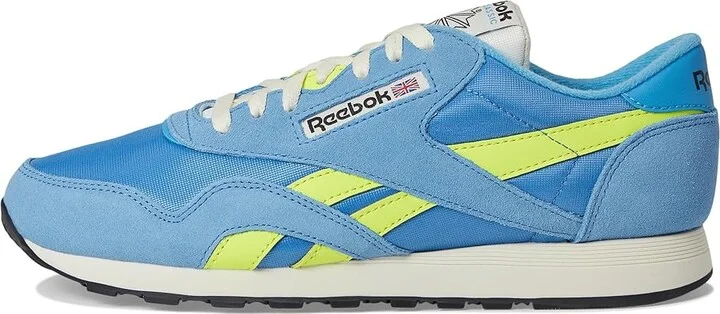 Reebok Lifestyle Classic Nylon Men's Shoes Essential Blue/Solar Acid Yellow/Chalk : 10 D - Medium, Leather - Image 6