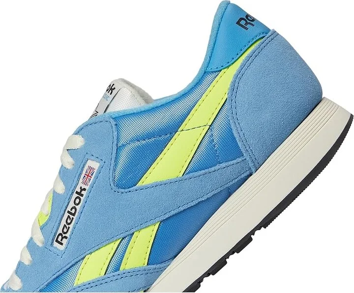 Reebok Lifestyle Classic Nylon Men's Shoes Essential Blue/Solar Acid Yellow/Chalk : 10 D - Medium, Leather - Image 7