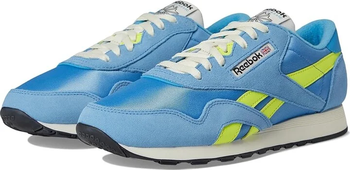 Reebok Lifestyle Classic Nylon Men's Shoes Essential Blue/Solar Acid Yellow/Chalk : 10 D - Medium, Leather