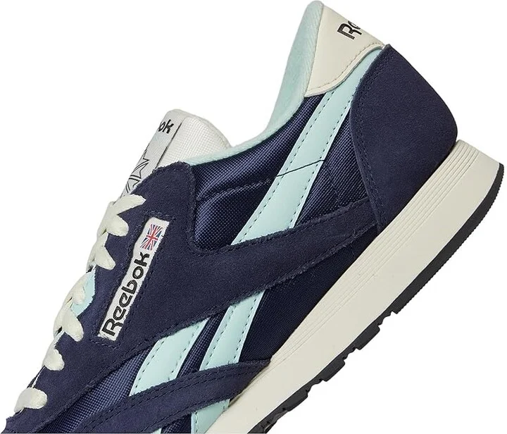 Reebok Lifestyle Classic Nylon Men's Shoes Vector Navy/Glitch Aqua/Vintage Chalk : 3 D - Medium, Leather - Image 7
