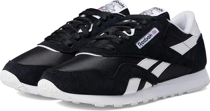 Reebok Lifestyle Classic Nylon Women's Shoes Black/White : 6.5 B - Medium, Leather/Suede/Textile
