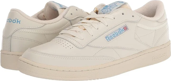 Reebok Lifestyle Club C 85 Vintage Athletic Shoes Chalk/Alabaster/Essential Blue : Men's 7.5 - Women's 9 Medium, Leather