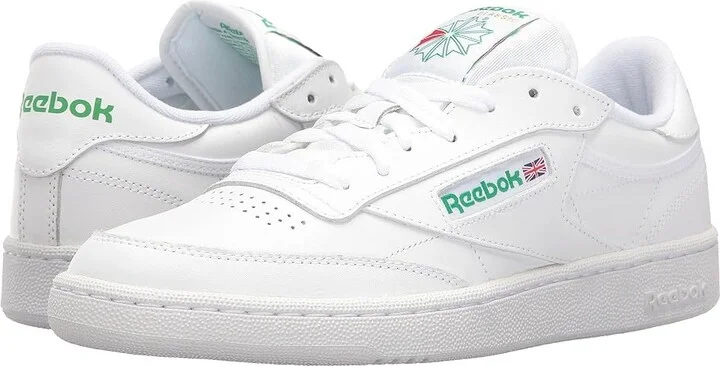 Reebok Lifestyle Club C 85 Vintage Athletic Shoes Int/White/Green : Men's 7 - Women's 8.5 Medium, Leather