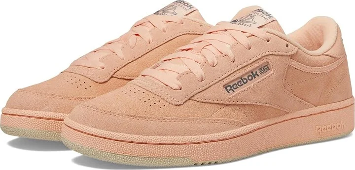 Reebok Lifestyle Club C 85 Vintage Athletic Shoes Peach Glow/Peach Glow/Grey : Men's 9.5 - Women's 11 Medium, Leather
