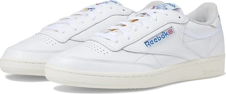 Reebok Lifestyle Club C 85 Vintage Athletic Shoes White/Chalk/Vector Blue : Men's 7 - Women's 8.5 Medium, Leather