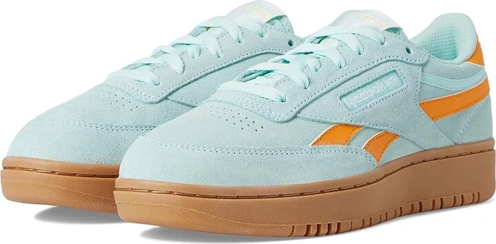 Reebok Lifestyle Club C Double Revenge Women's Shoes Glitch Aqua/Electric Amber/Gum : 7 B - Medium, Leather