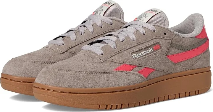 Reebok Lifestyle Club C Double Revenge Women's Shoes Gritty Grey/Sunset Coral/Gum : 10 B - Medium, Leather