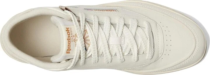 Reebok Lifestyle Club C Geo Mid Women's Shoes Chalk/Court Brown/Hoops Blue : 6.5 B - Medium, Leather - Image 2
