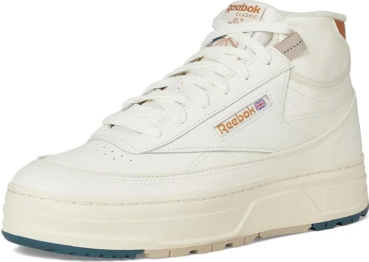 Reebok Lifestyle Club C Geo Mid Women's Shoes Chalk/Court Brown/Hoops Blue : 6.5 B - Medium, Leather - Image 5