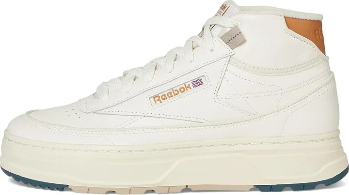Reebok Lifestyle Club C Geo Mid Women's Shoes Chalk/Court Brown/Hoops Blue : 6.5 B - Medium, Leather - Image 6