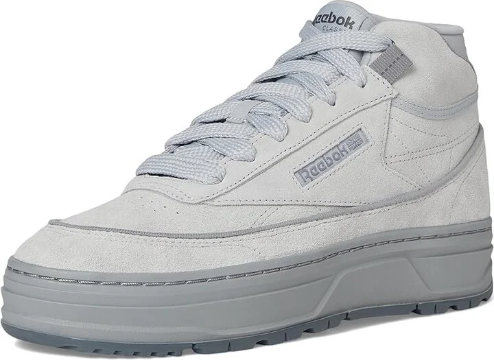Reebok Lifestyle Club C Geo Mid Women's Shoes Grey/Grey/Grey : 5 B - Medium, Leather - Image 5