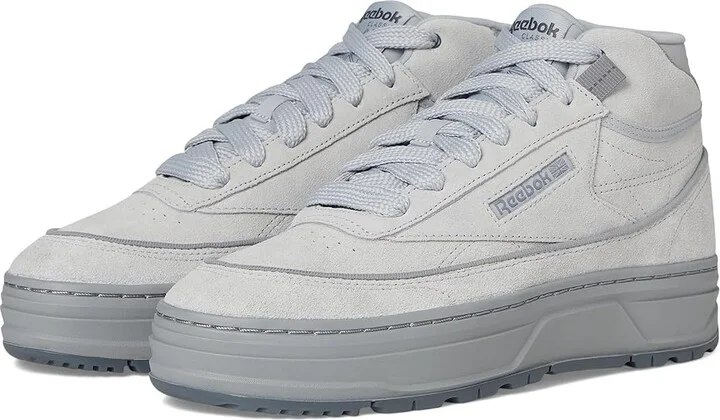 Reebok Lifestyle Club C Geo Mid Women's Shoes Grey/Grey/Grey : 5 B - Medium, Leather