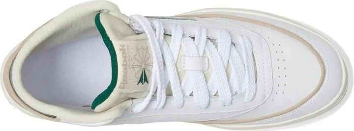 Reebok Lifestyle Club C Geo Mid Women's Shoes White/Chalk/Dark Green : 10.5 B - Medium, Leather - Image 2