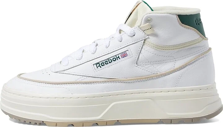 Reebok Lifestyle Club C Geo Mid Women's Shoes White/Chalk/Dark Green : 10.5 B - Medium, Leather - Image 6
