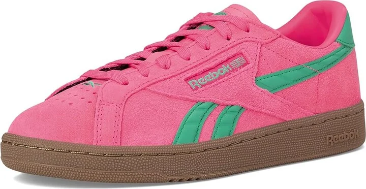 Reebok Lifestyle Club C Grounds UK Women's Shoes Atomicpink/Upgrade Green/Gum : 7 B - Medium, Suede - Image 5