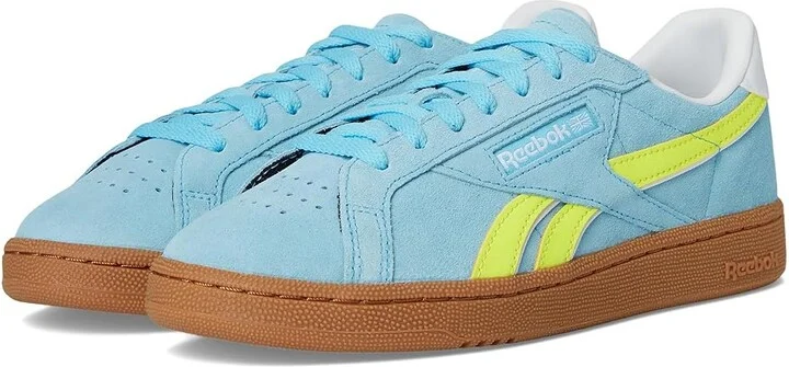 Reebok Lifestyle Club C Grounds UK Women's Shoes Digital Blue/Solar Acid Yellow/Gum : 9 B - Medium, Suede