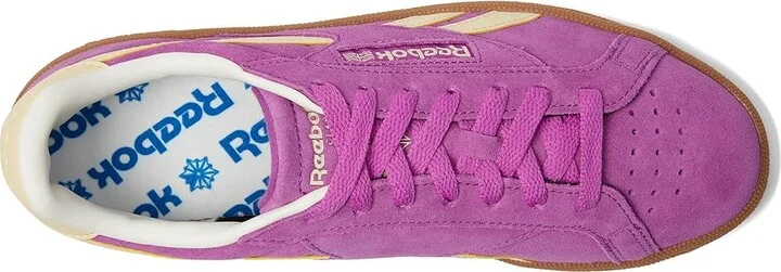 Reebok Lifestyle Club C Grounds UK Women's Shoes Purple Rave/Bleached Yellow/Chalk : 8.5 B - Medium, Suede - Image 2
