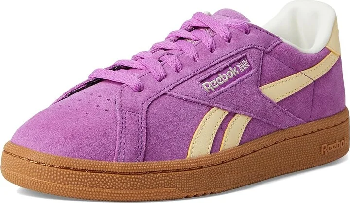 Reebok Lifestyle Club C Grounds UK Women's Shoes Purple Rave/Bleached Yellow/Chalk : 8.5 B - Medium, Suede - Image 5