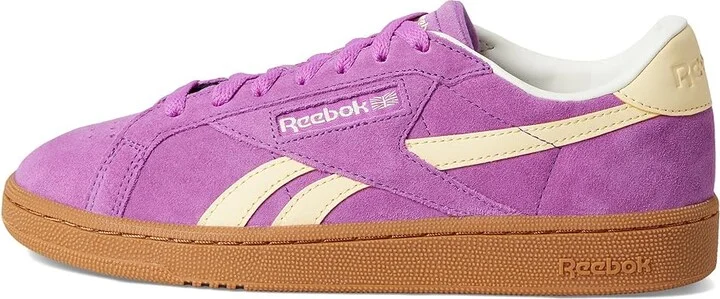 Reebok Lifestyle Club C Grounds UK Women's Shoes Purple Rave/Bleached Yellow/Chalk : 8.5 B - Medium, Suede - Image 6