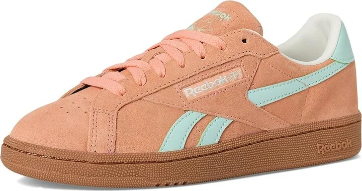 Reebok Lifestyle Club C Grounds UK Women's Shoes Sunkissed Orange/Glitch Aqua/Chalk : 7 B - Medium, Suede - Image 5
