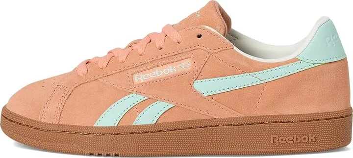 Reebok Lifestyle Club C Grounds UK Women's Shoes Sunkissed Orange/Glitch Aqua/Chalk : 7 B - Medium, Suede - Image 6