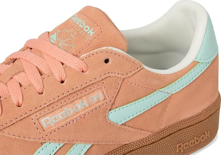 Reebok Lifestyle Club C Grounds UK Women's Shoes Sunkissed Orange/Glitch Aqua/Chalk : 7 B - Medium, Suede - Image 7