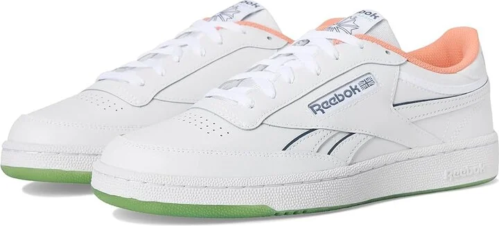 Reebok Lifestyle Club C Revenge Shoes White/Aiaqua/Sunkissed Orange : Men's 13 - Women's 14.5 Medium, Leather