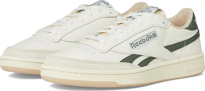 Reebok Lifestyle Club C Revenge Vintage Shoes Chalk/Breakaway Green/Tan : Men's 4 - Women's 5.5 Medium, Leather