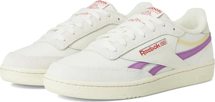 Reebok Lifestyle Club C Revenge Women's Shoes Chalk/Vintage Chalk/Purplerave : 5.5 B - Medium, Leather/Rubber